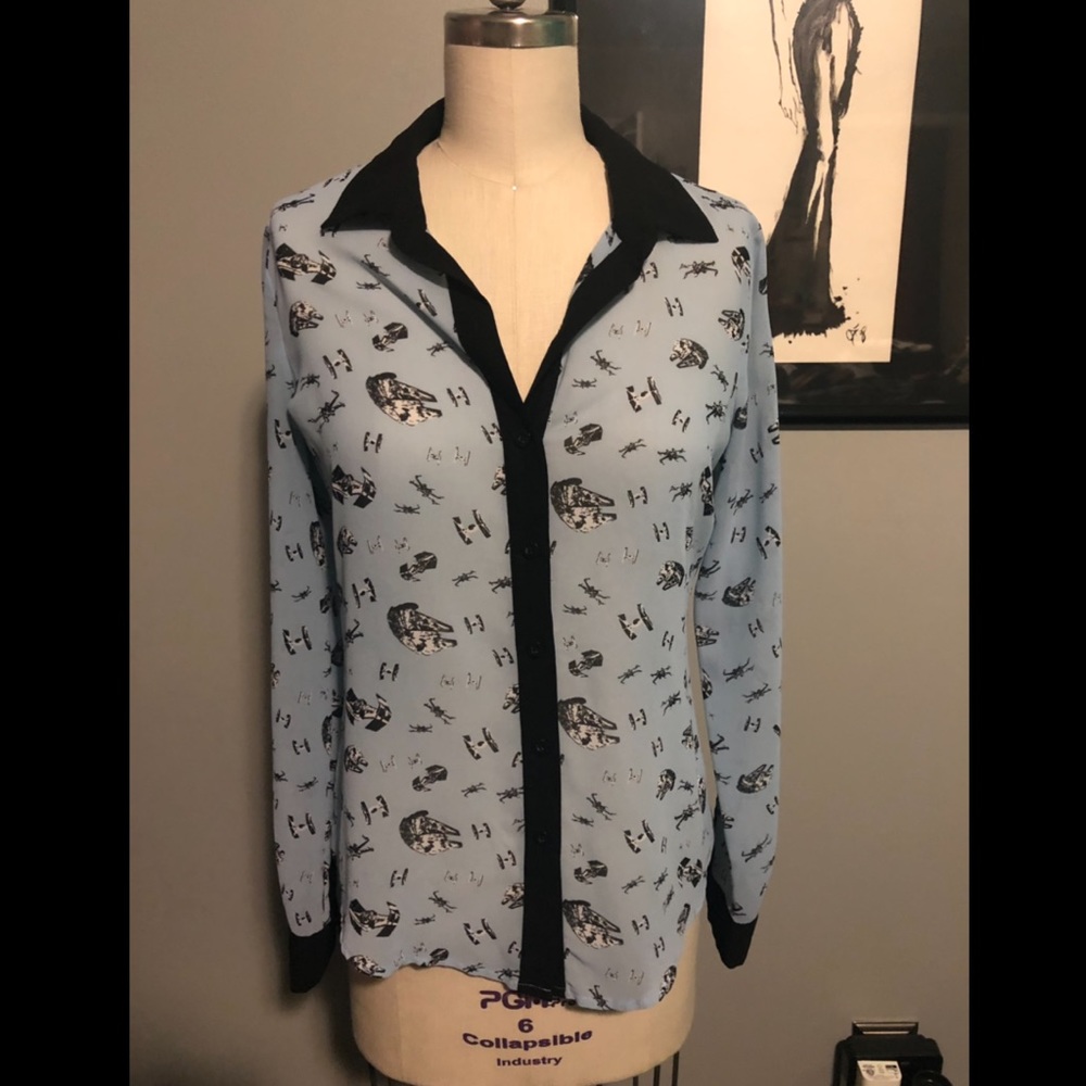 Star Wars Print Button Down Shirt.